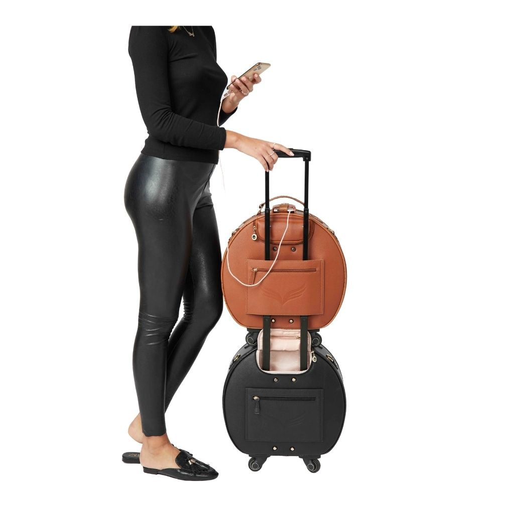 Round luggage with wheels online